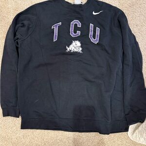 Nike Black Crewneck Sweatshirt with Purple TCU Logo